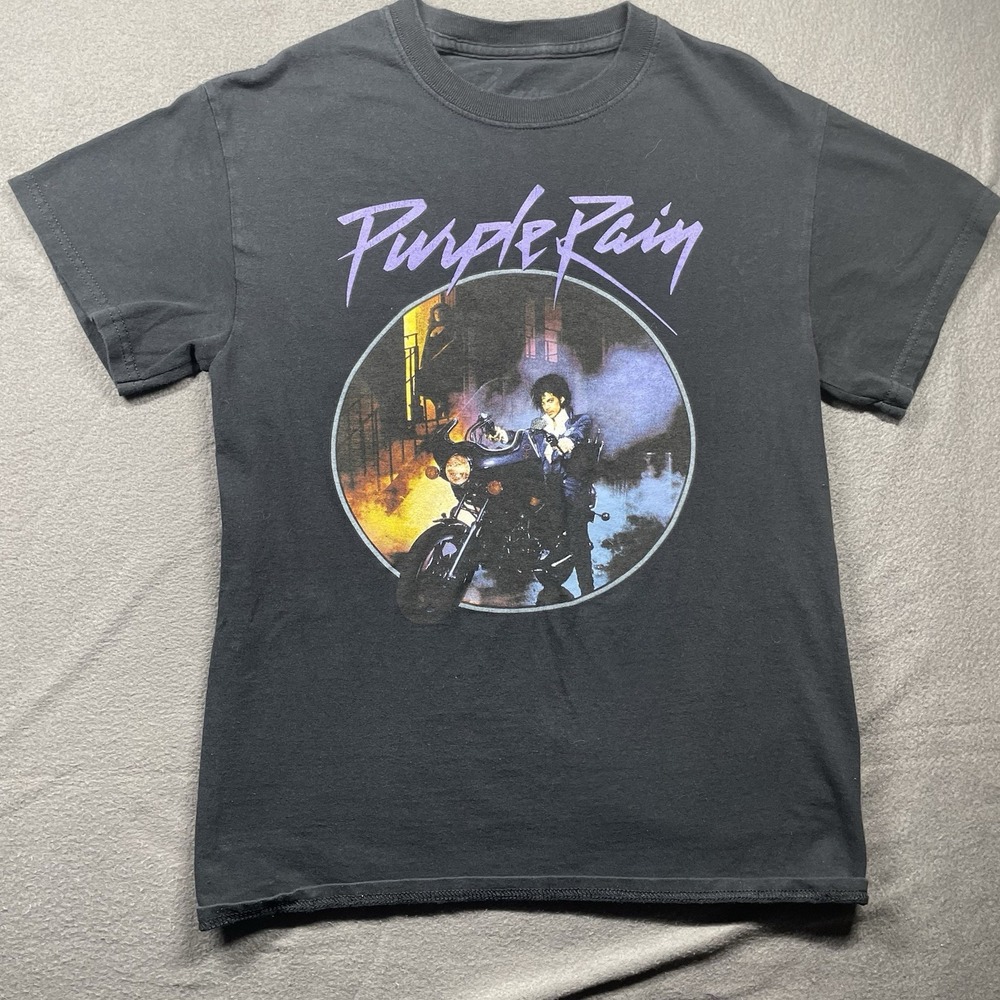 Purple Rain Vintage Graphic Tee‎ Prince Warner Bros Black Rock Shirt Sz S